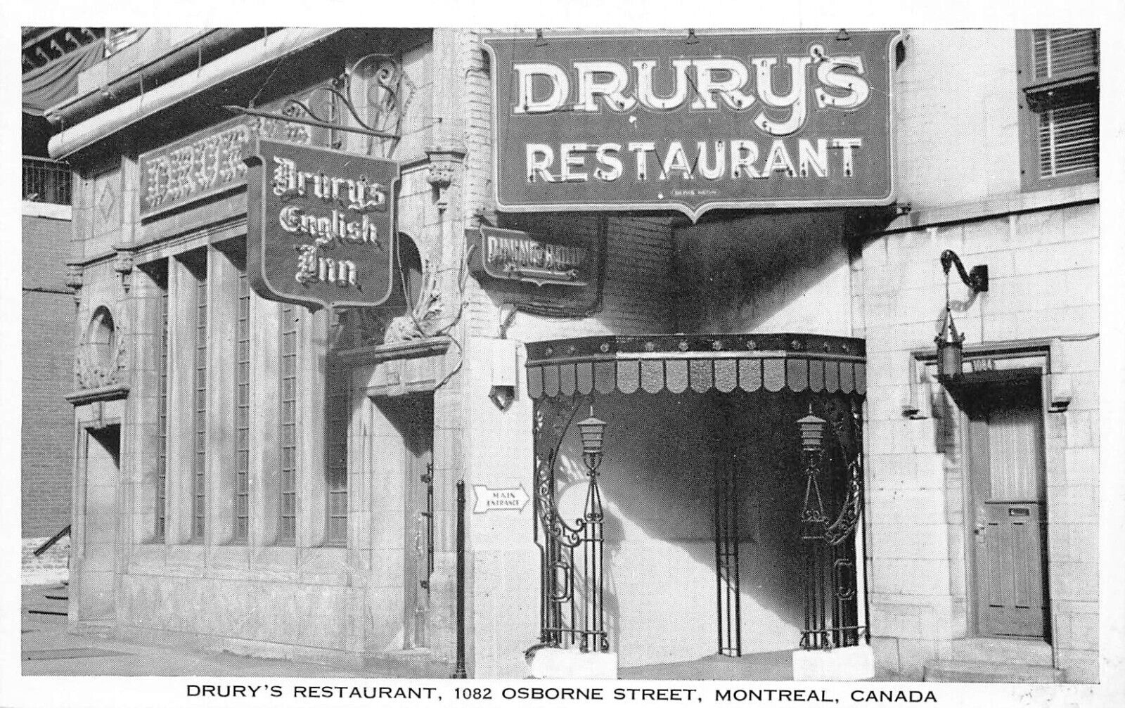 Montreal Canada Drury's Restaurant Dominion Square Postcard 7372