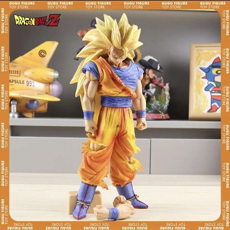 32cm Dragon Ball Z Goku Anime Figure PVG SSJ3 DBZ Super Saiyan 3 Statue Model