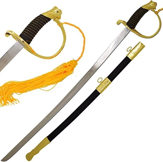 1860 American Cavalry Civil War Officer Gold Sword Handmade Sabre 36