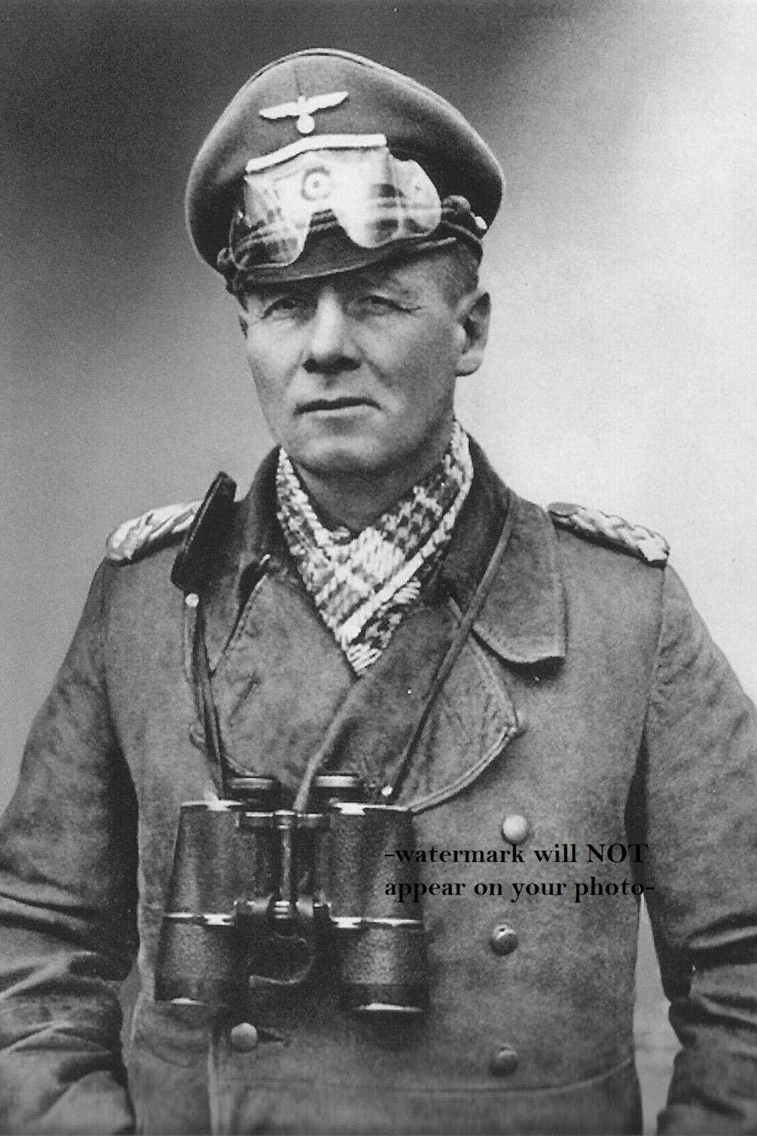 Erwin Rommel Military Uniform PHOTO Binoculars World War II German DESERT FOX