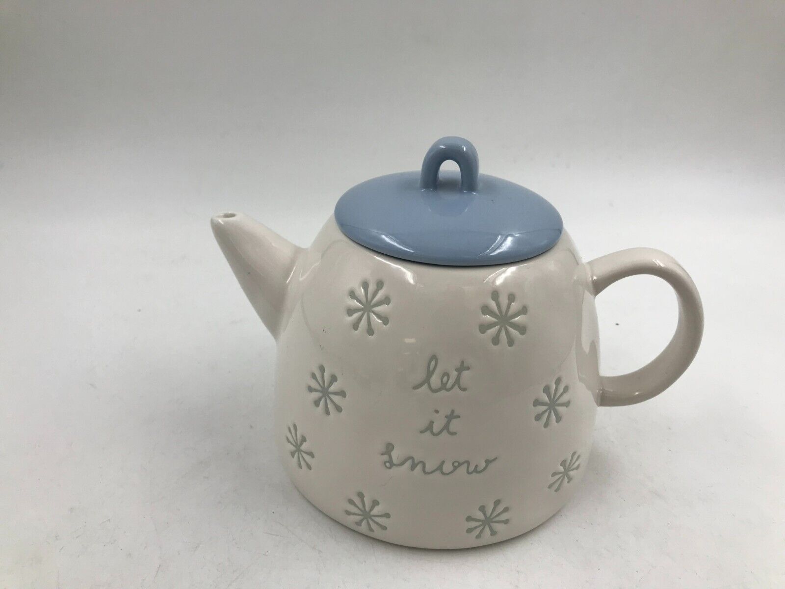 Rae Dunn Ceramic 6.5in Snowflake Let it Snow Teapot AA02B09027