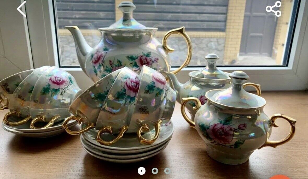 Porcelain Vintage Tea Set For 6 Soviet USSR СССР