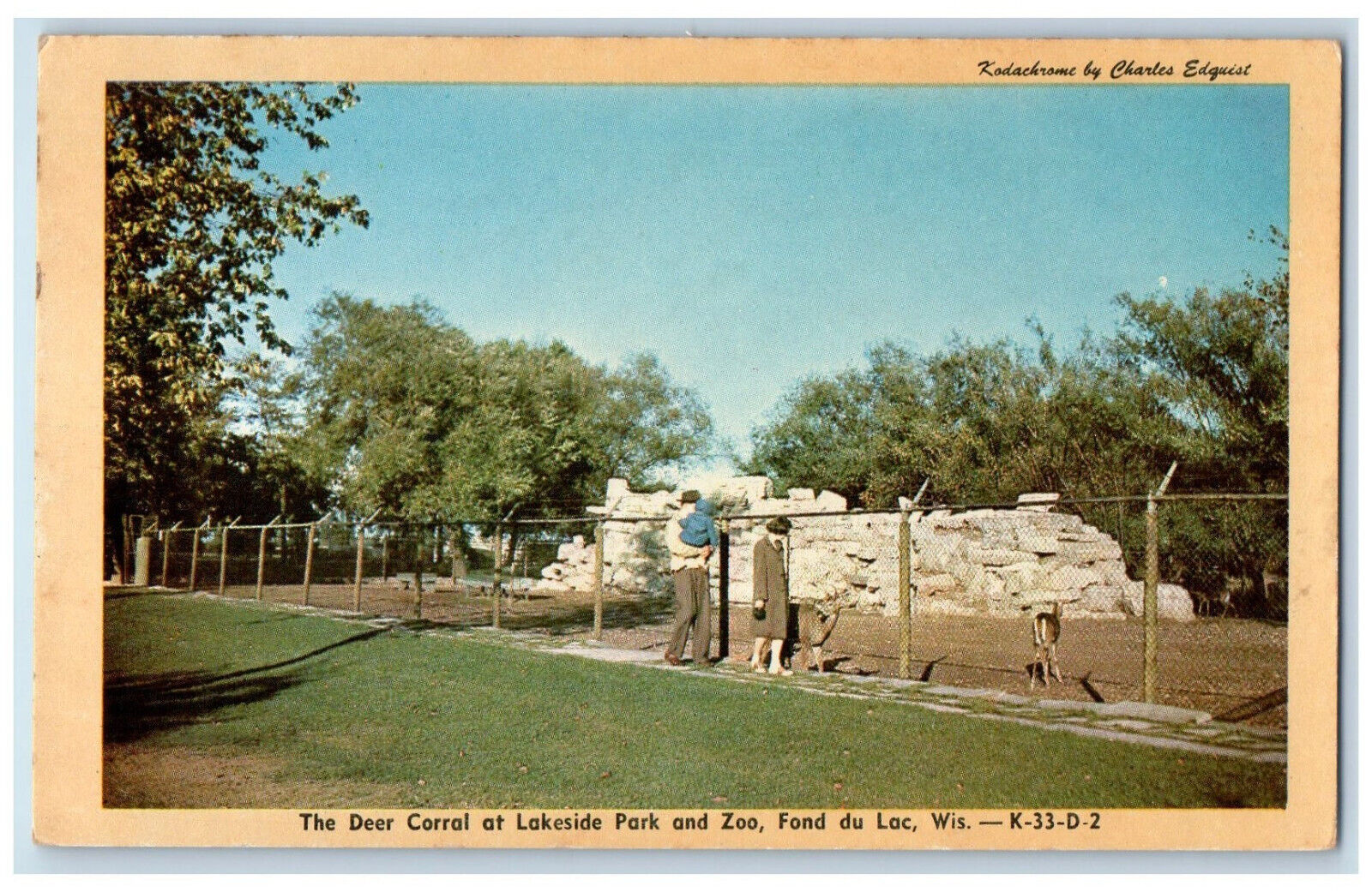 c1950\'s The Deer Corral, Lakeside Park and Zoo Fond Du Lac Wisconsin WI Postcard