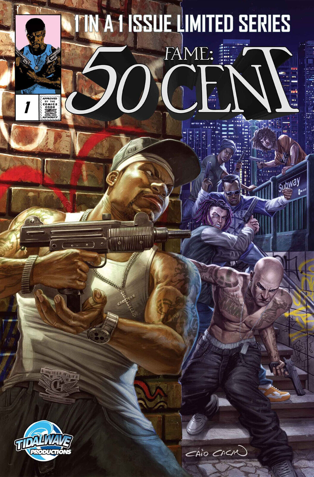 FAME: 50 CENT #1 (CAIO CACAU PUNISHER HOMAGE) COMIC BOOK ~ TIDAL WAVE