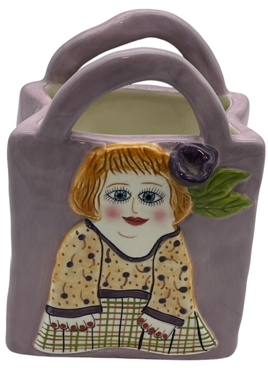 Bella Casa Susan Paley by Ganz Woman Figural Ceramic Handled Bag \