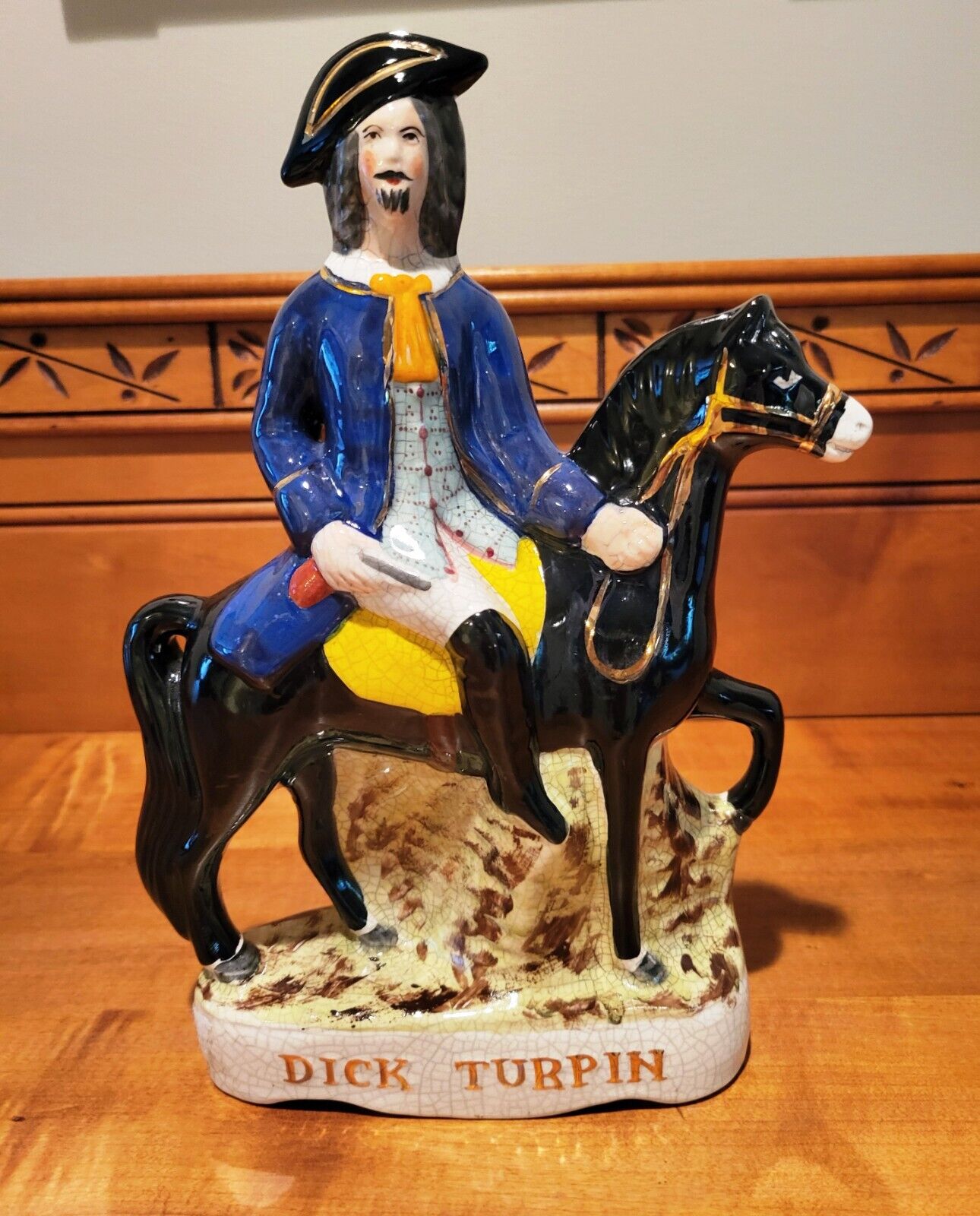Dick Turpin Staffordshire Flatback Figure Vintage Antique late 1800's