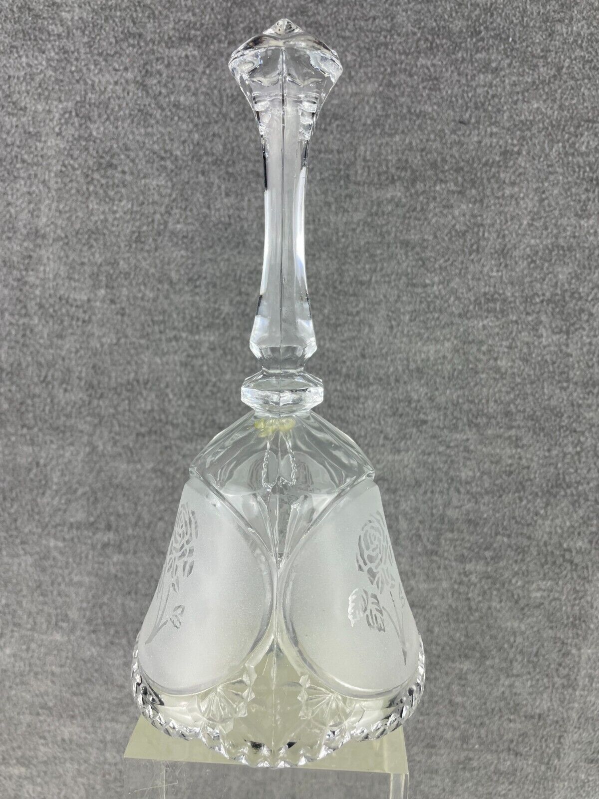 Vintage Etched Three Rose Crystal Bell 8 inches 1980's