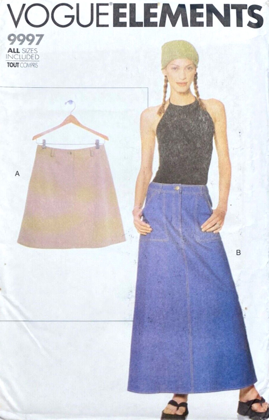 90s VOGUE ELEMENTS 9997 ALL SIZES 6-22 MISSES SKIRT UC/FF