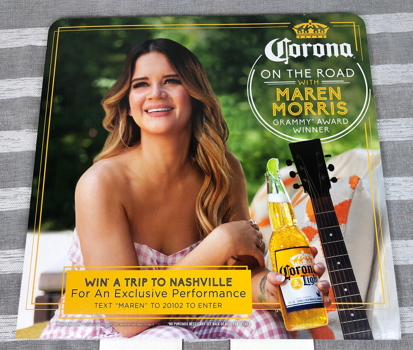 Corona Beer Sign Corona On The Road With Maren Morris Double Sided New 21x20 NEW