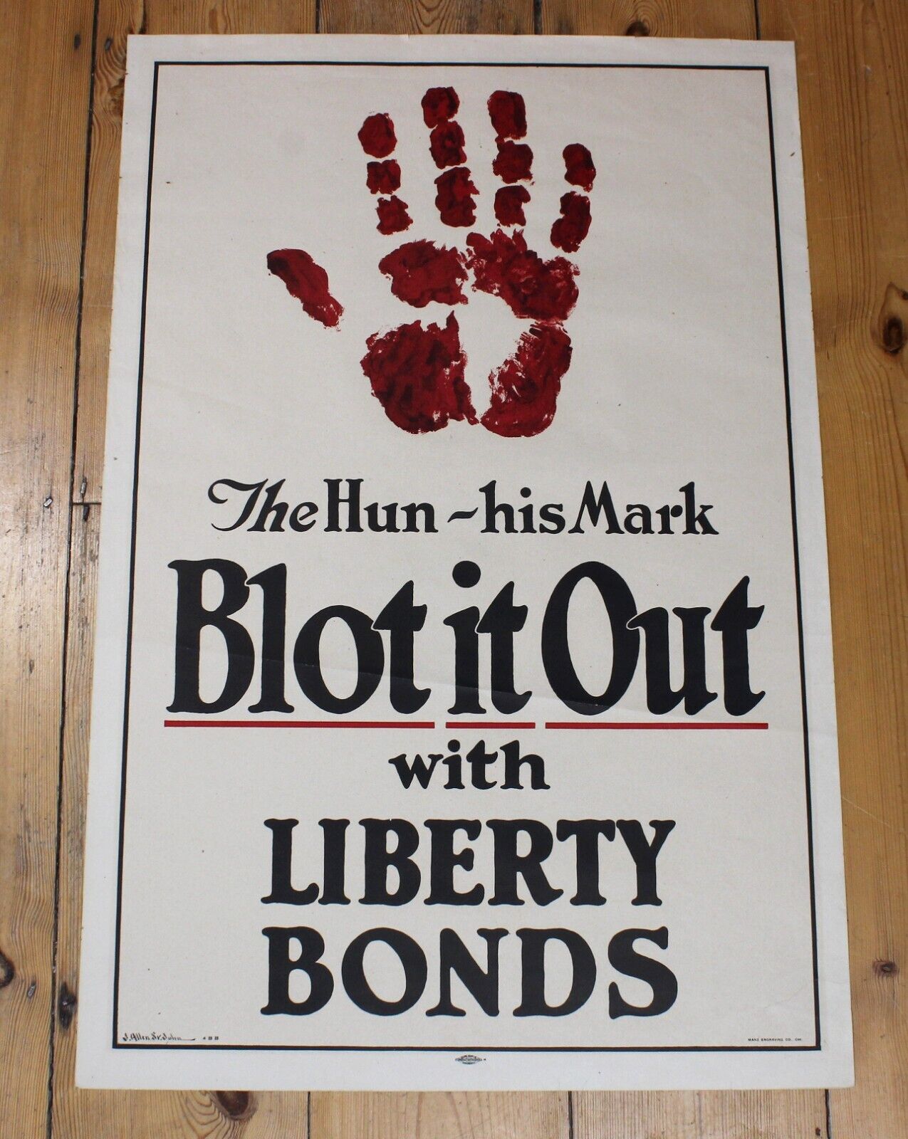 1917 The Hun His Mark Blot it Out with Liberty Bonds vintage American WW1 poster