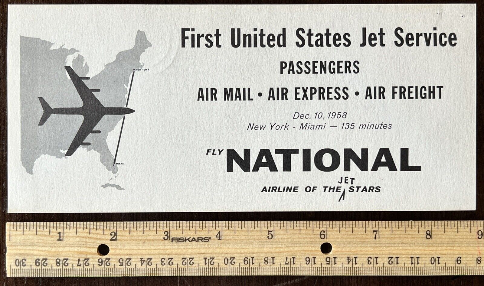 RARE 1958 FLY NATIONAL AIRLINE OF THE JET STARS 1ST U.S. JET SERVICE ADVERTISING