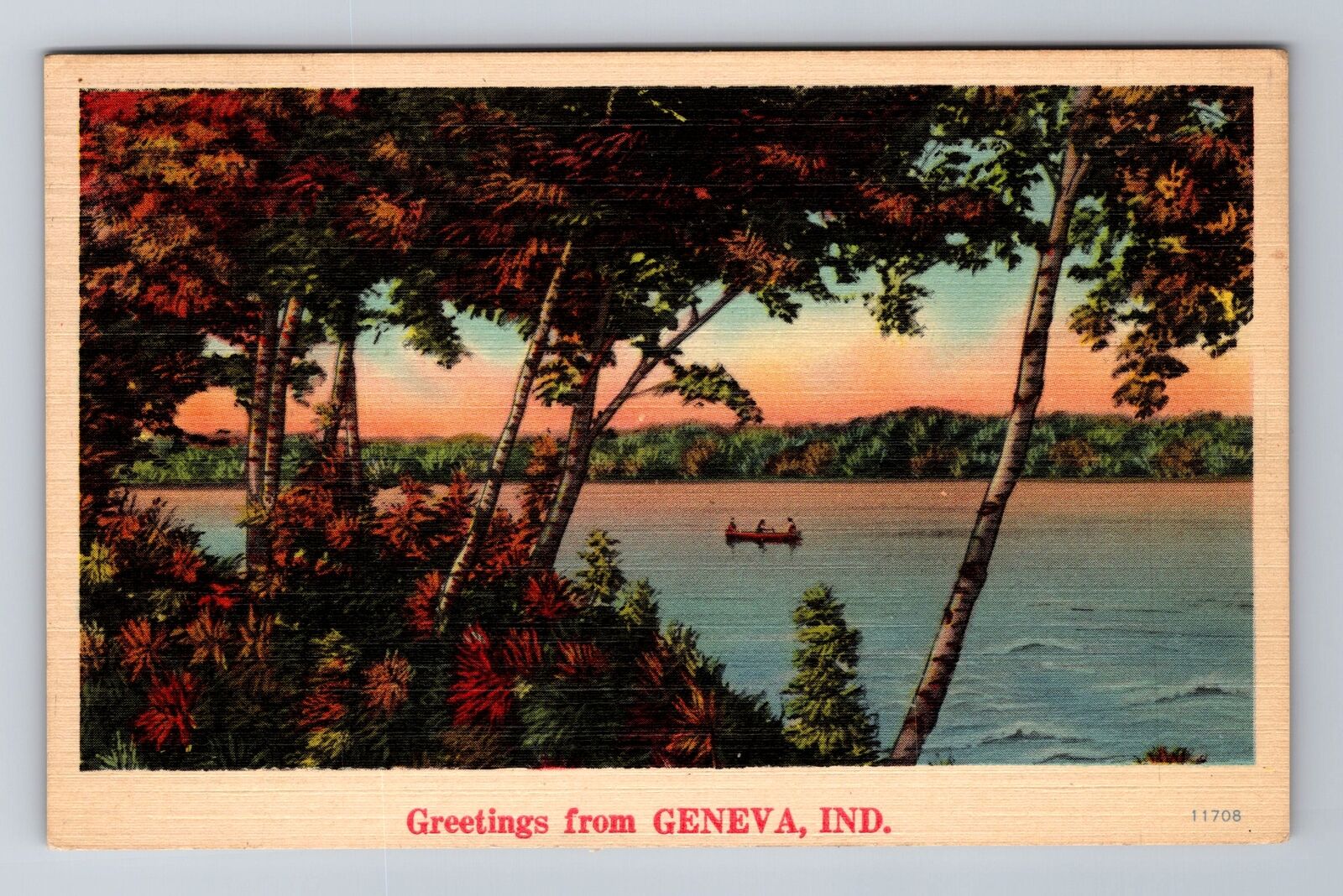 Geneva IN-Indiana, General Greetings, Lake View, Antique c1943 Vintage Postcard