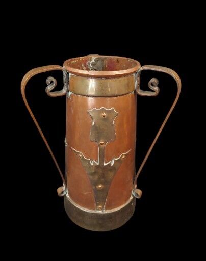 Antique Russian tyg 3 handle copper brass tyg urn arts and crafts