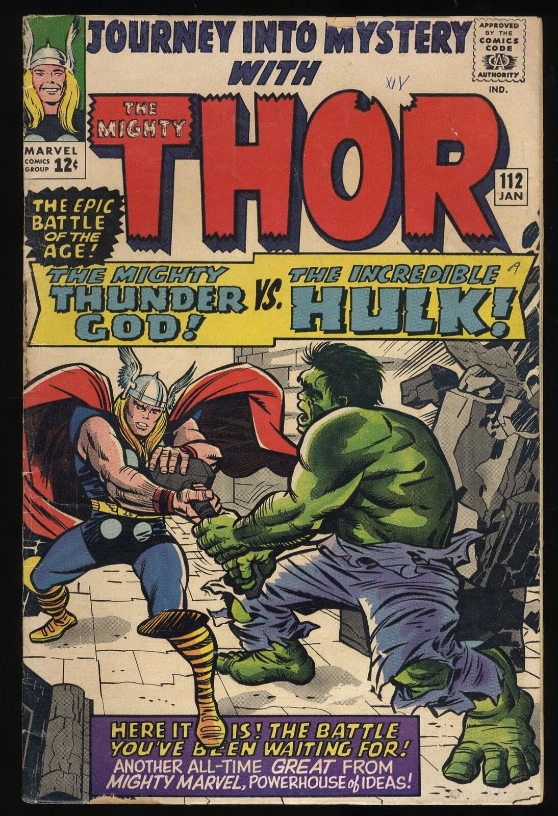 Journey Into Mystery #112 VG/FN 5.0 Thor vs Hulk Origin of Loki Marvel 1965