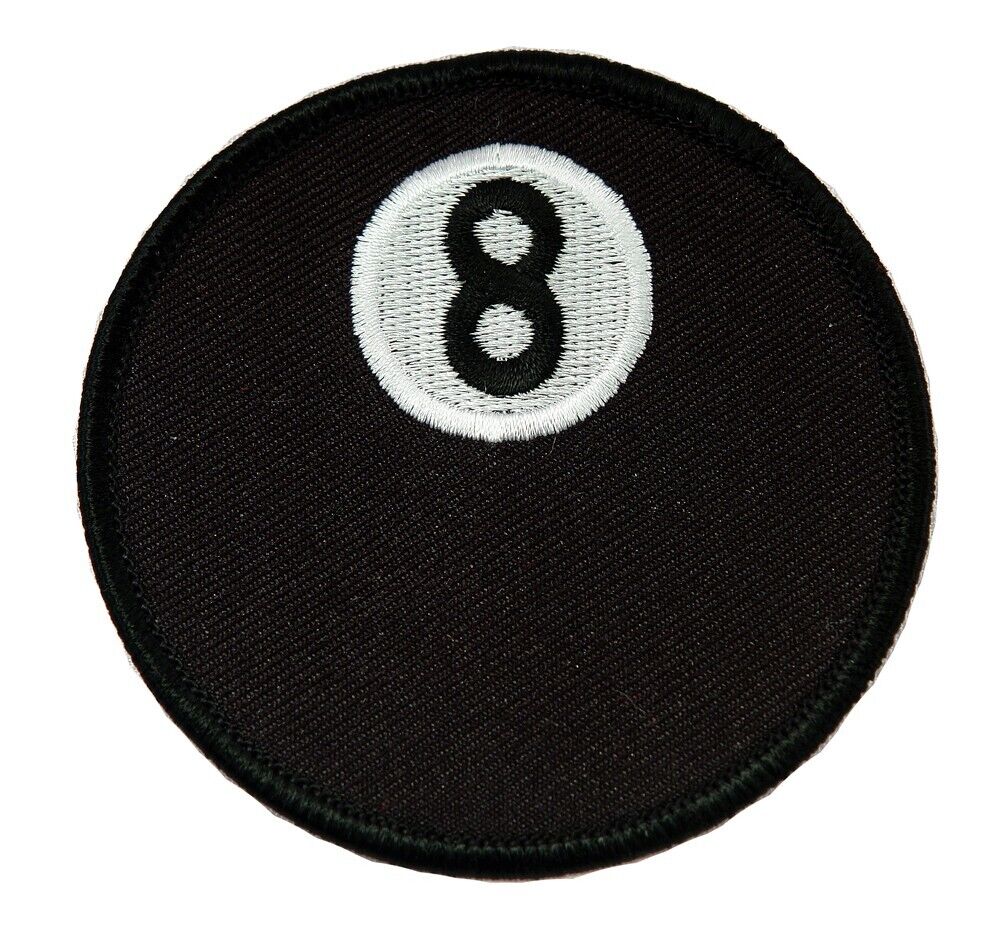 8-BALL PATCH embroidered iron-on POOL HALL BILLIARDS EIGHT MORALE BIKER EMBLEM