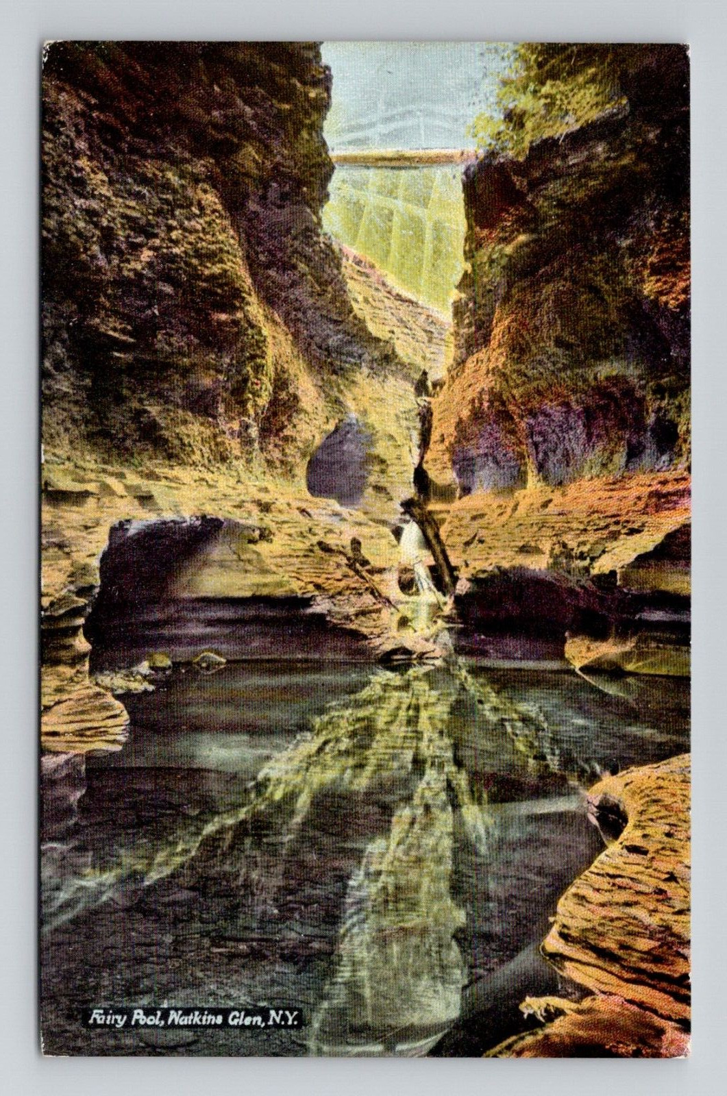 Postcard Fairy Pool in Watkins Glen New York NY, Antique i12