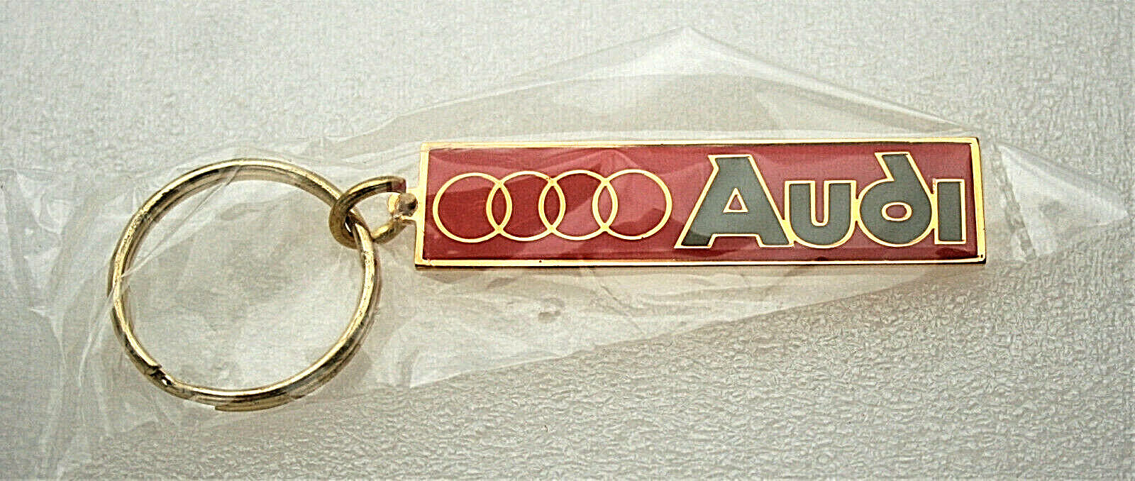 Vintage Audi Brass Car Logo Auto Key Chain 1970's NOS New Unopened