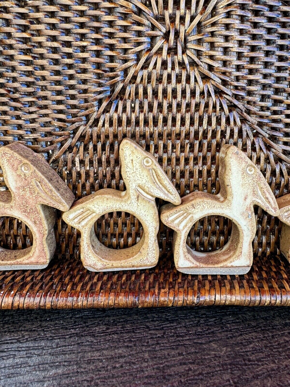 Ceramic Pelican Napkin Ring Holders 