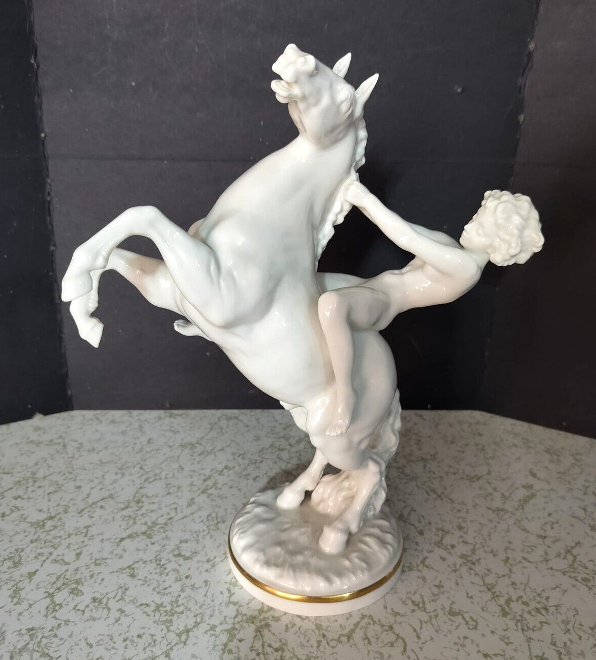 Antique German Hutschenreuther Porcelain Horse & Rider, 12\