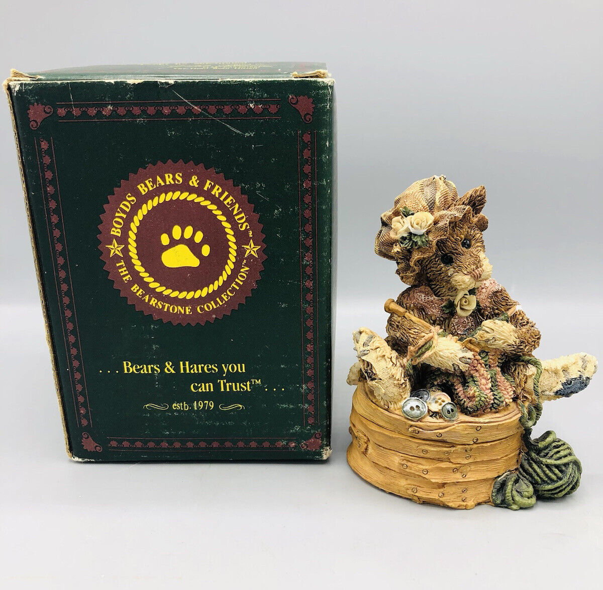 Vtg 1994 Boyd’s Bears Trinket Box Cookie Catberg…Knitten Kitten #2250 