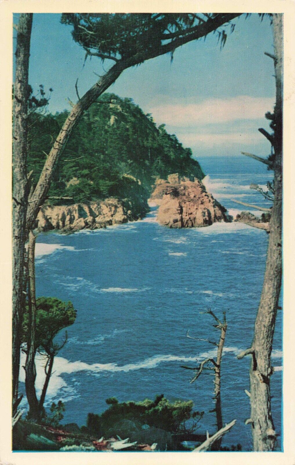 Carmel CA, Bluefish Bay, California Hwy 1, Point Lobos, Vintage Postcard