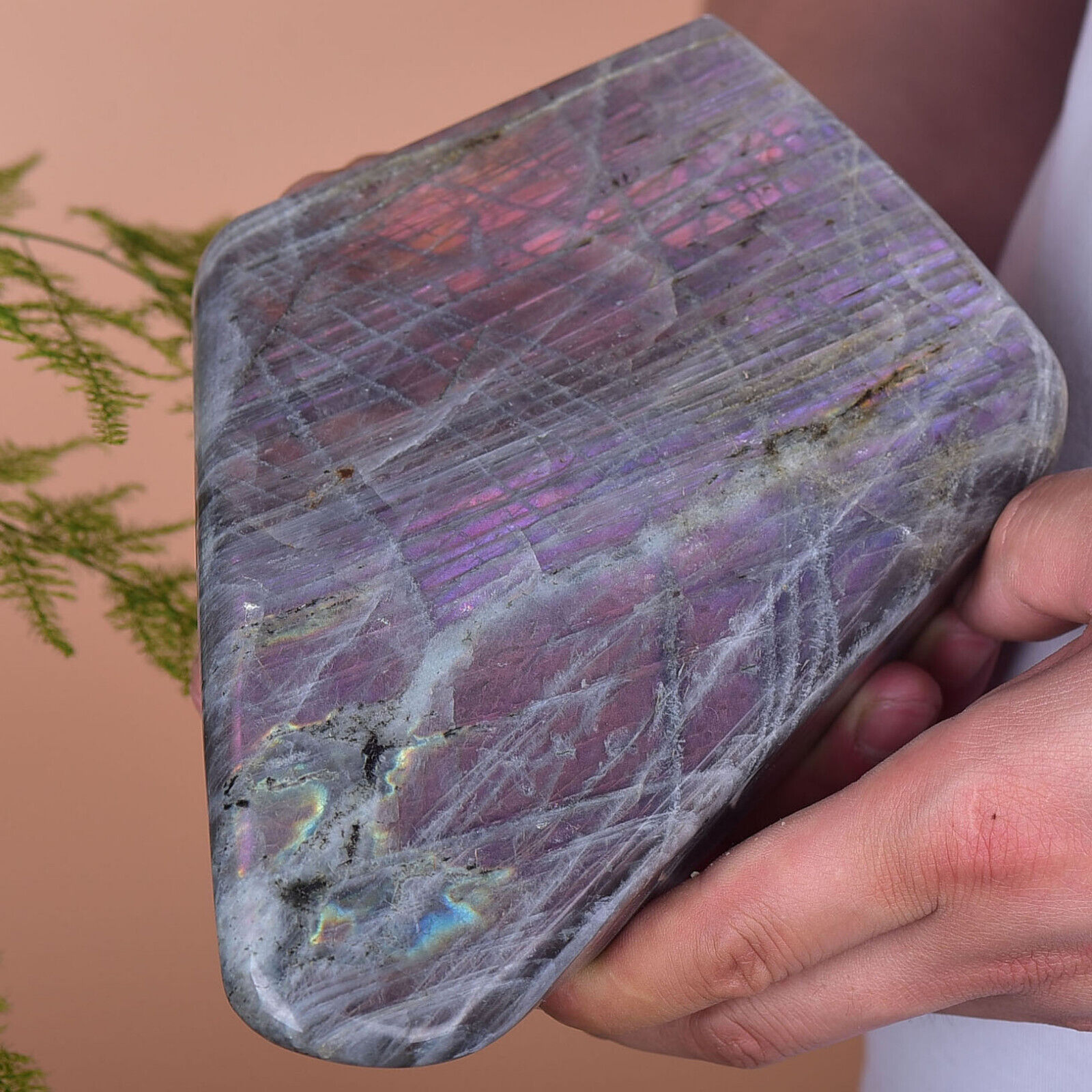 4.81LB Natural labradorite specimen quartz crystal healing
