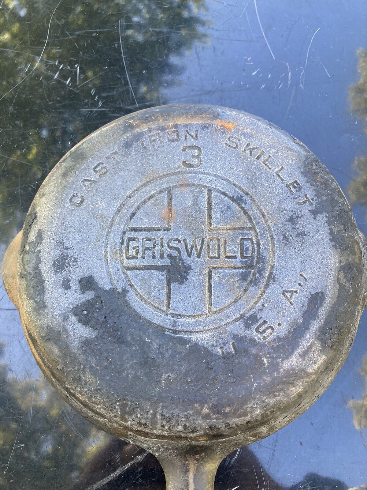 Vintage Griswold No 3 Small Block Logo 709J I Erie, PA Flat CI Skillet Pan