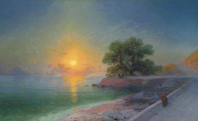 Oil painting Promenade-at-Sunset-Ivan-Constantinovich-Aivazovsky-Oil-Painting
