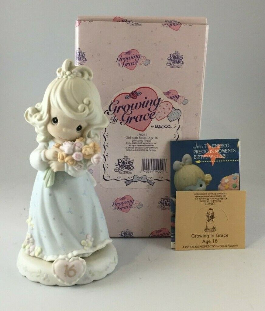 Precious Moments 1995 Growing In Grace Girl With Roses Age 16 136263 Ship NEW