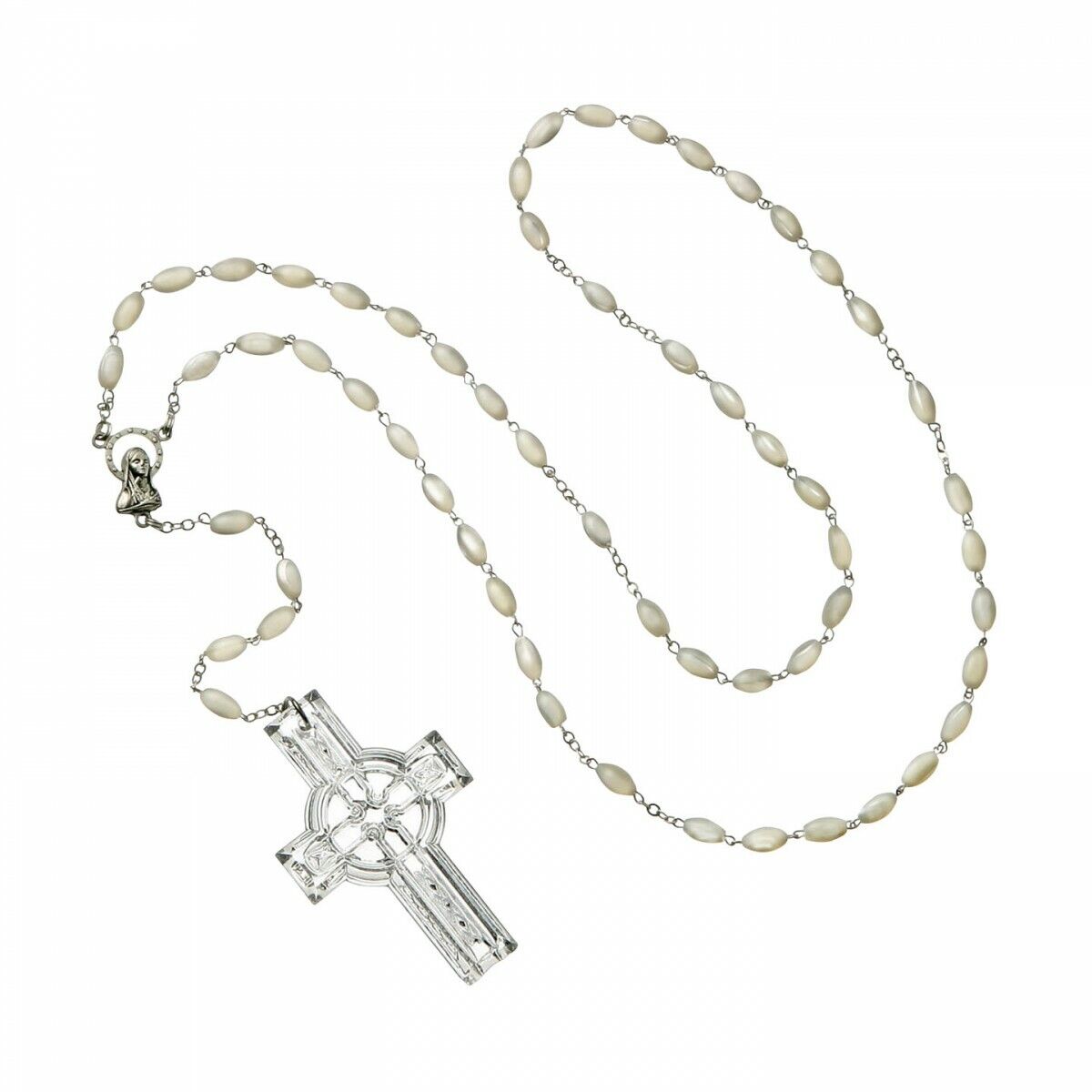  Waterford Celtic Rosary Beads with Crystal Cross # 135580 Religious Necklace 