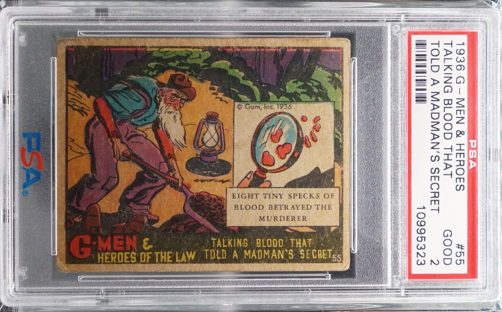 1936 Gum G-Men & Heroes of The Law - #55 G-Men Card Talking Blood That.. PSA 2