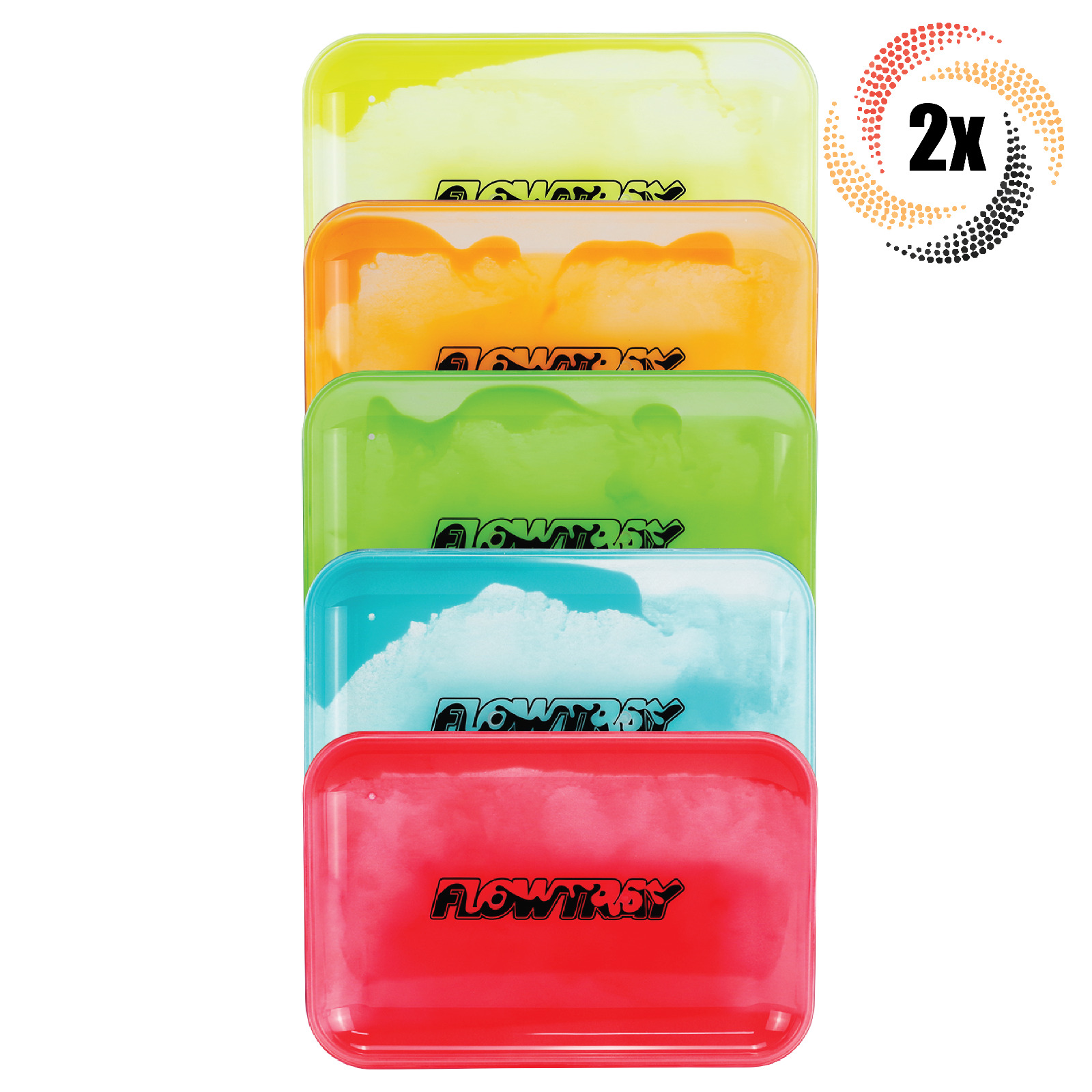 2x Trays FlowTray Fluorescent Quicksand Glow Rolling Tray | Variety Mix & Match