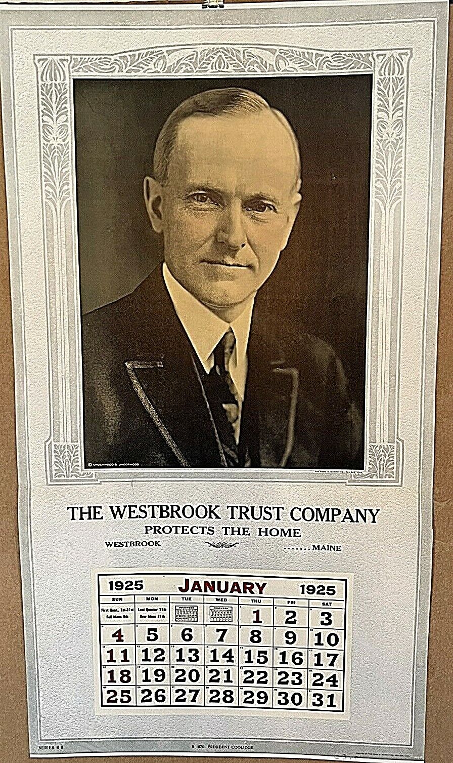 CALVIN COOLIDGE INSANELY RARE ORIG. 1925 OVER-SIZED SALEMAN'S SAMPLE CALENDER
