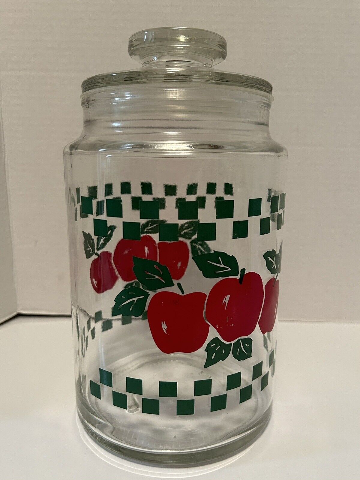 Corelle Farm Fresh Apple Large Glass Cookie Jar Canister, Very Rare