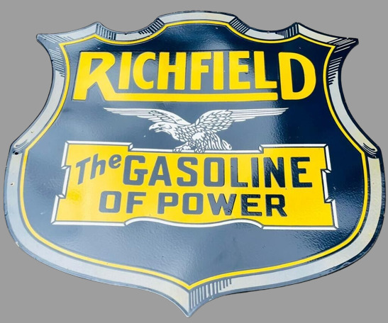 PORCELIAN RICHFIELD ENAMEL SIGN SIZE 36X36 INCHES DOUBLE SIDED