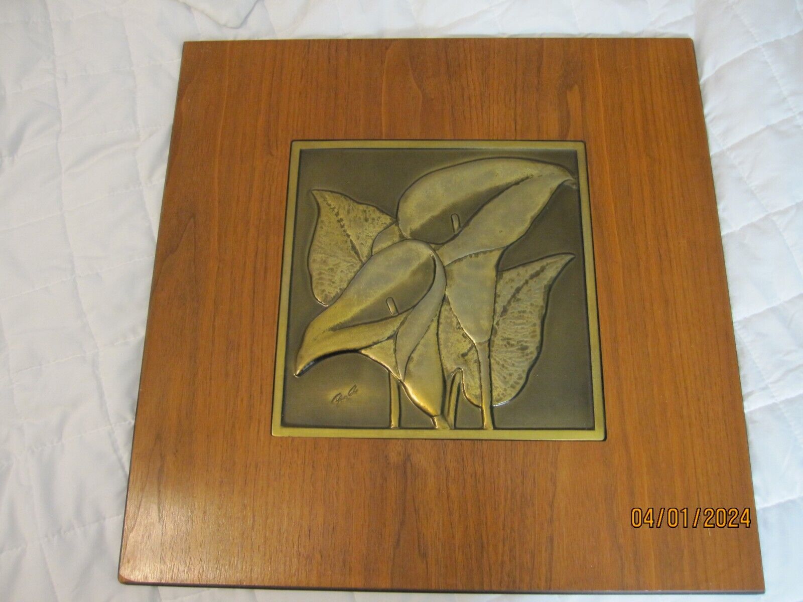 Large Bruce Fox Vintage Hand Worked Copper Wall Art framed 20 X 20 Vintage 