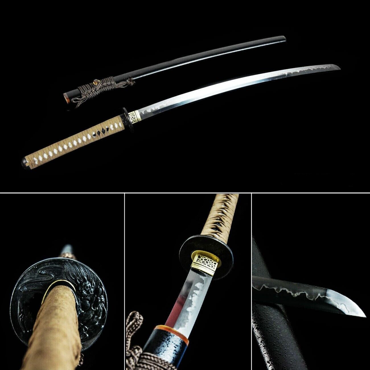 Handmade Battle Ready Full Tang Clay Tempered Choji Hamon Japanese Katana Sword