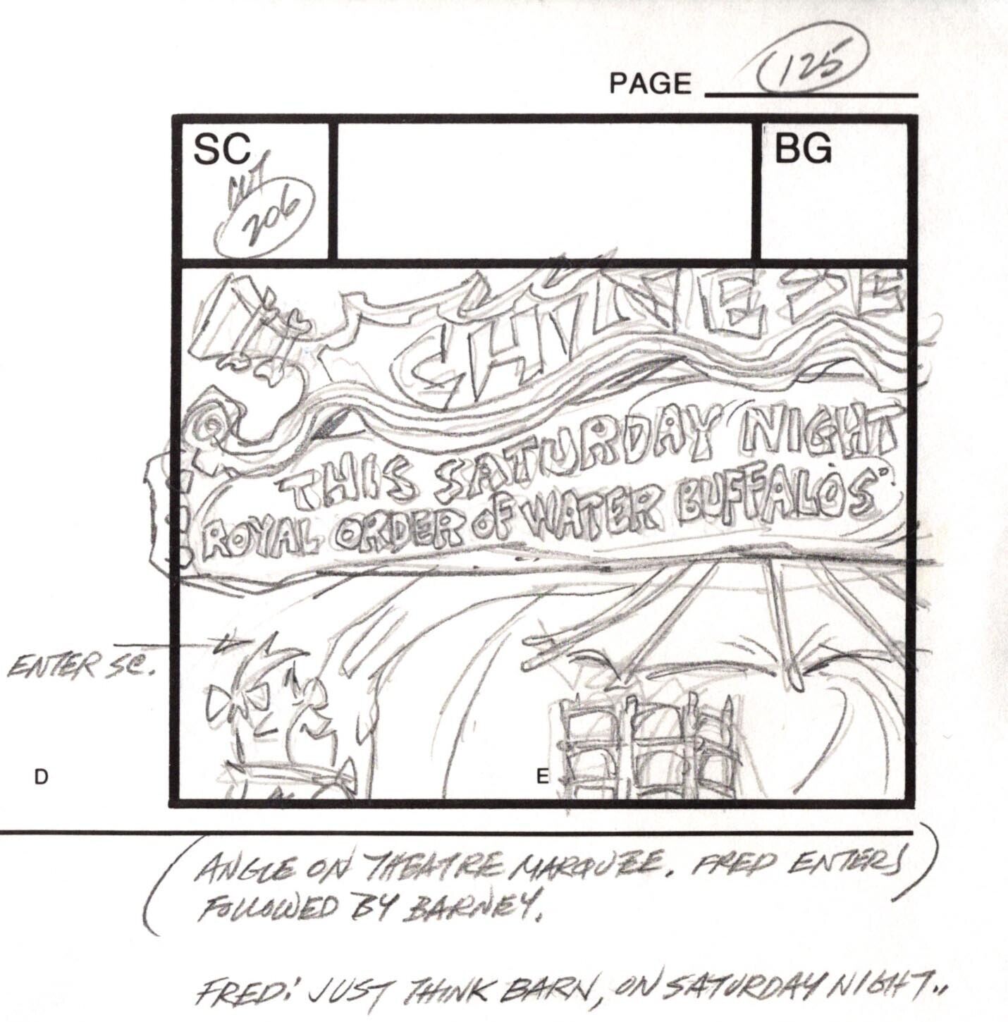 Flintstones Hollyrock Animation Storyboard Hanna B Signed by Bob Singer 1993 125