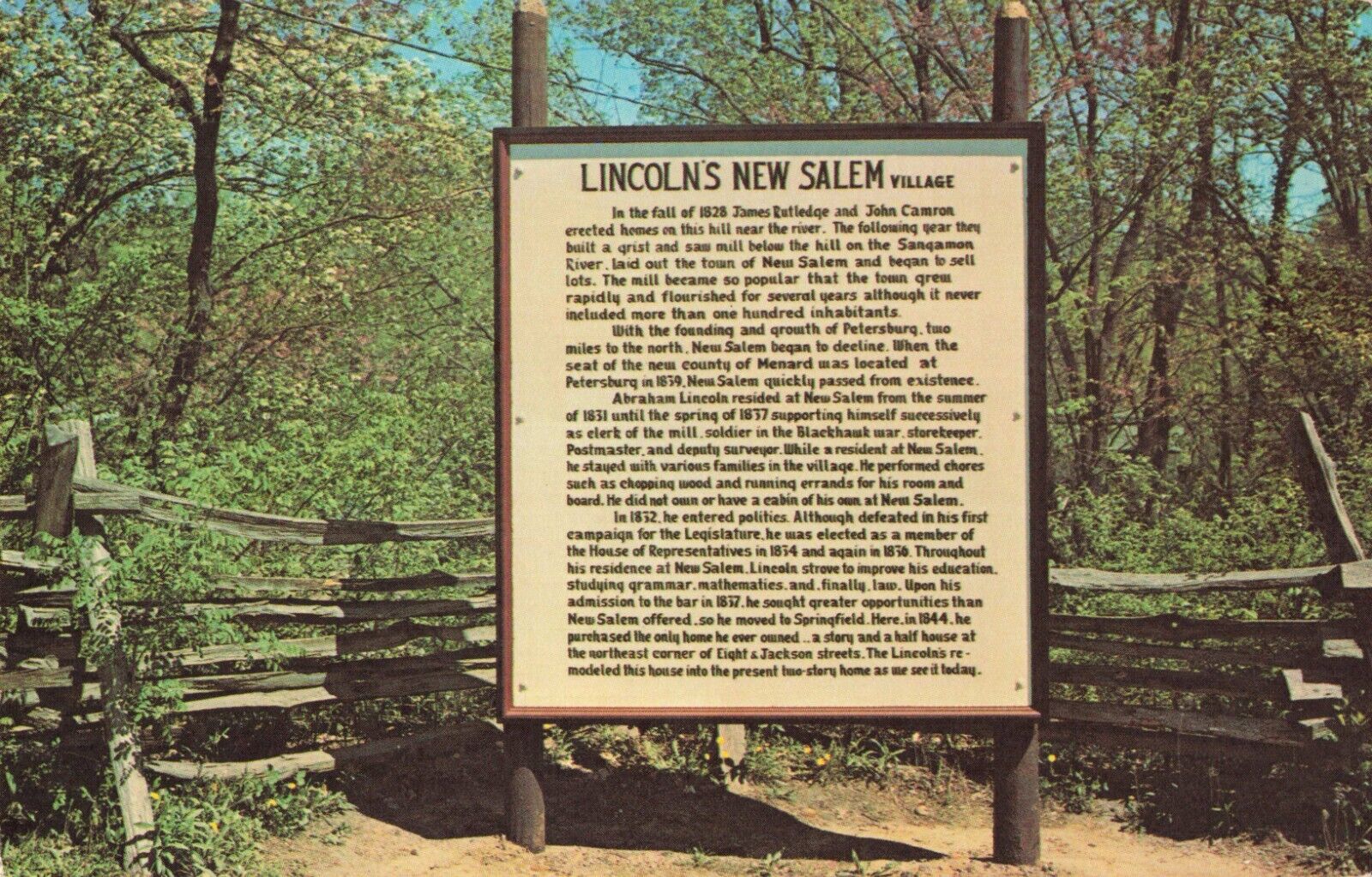 New Salem IL Illinois, Reconstructed Pioneer Village State Park Vintage Postcard