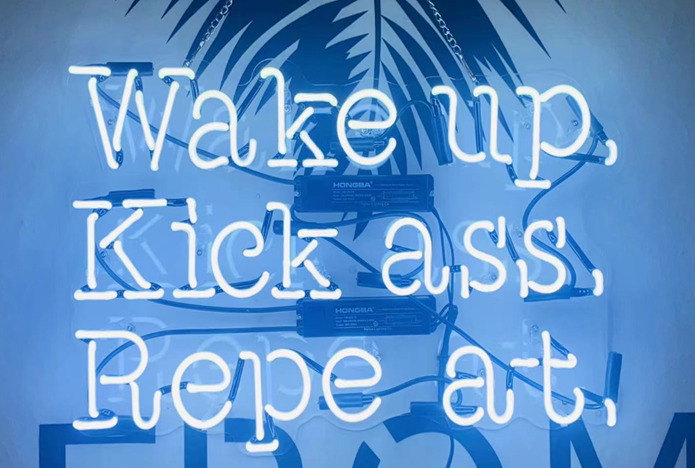 Wake Up Kick Ass Repeat White Acrylic 20\