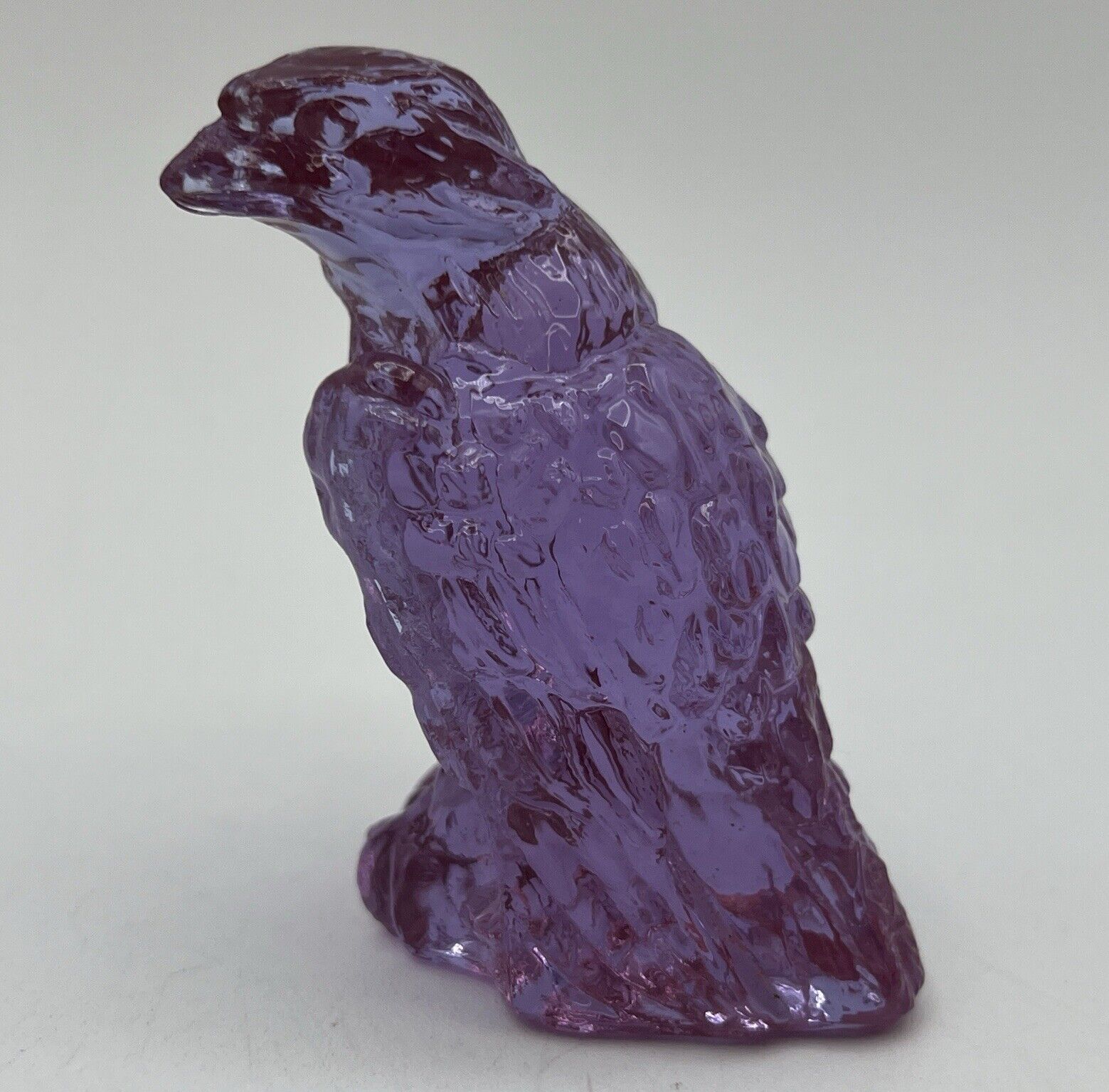 Vintage Boyd Art Glass Bernie The Eagle Figurine Alexandrite Purple Blue 2.5\