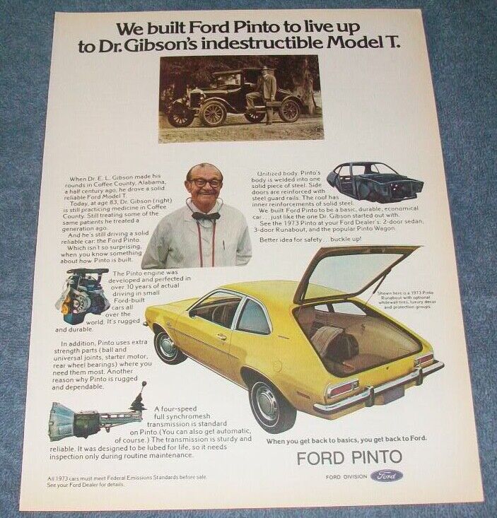 1973 Pinto Runabout Hatchback Vintage Color Ad \
