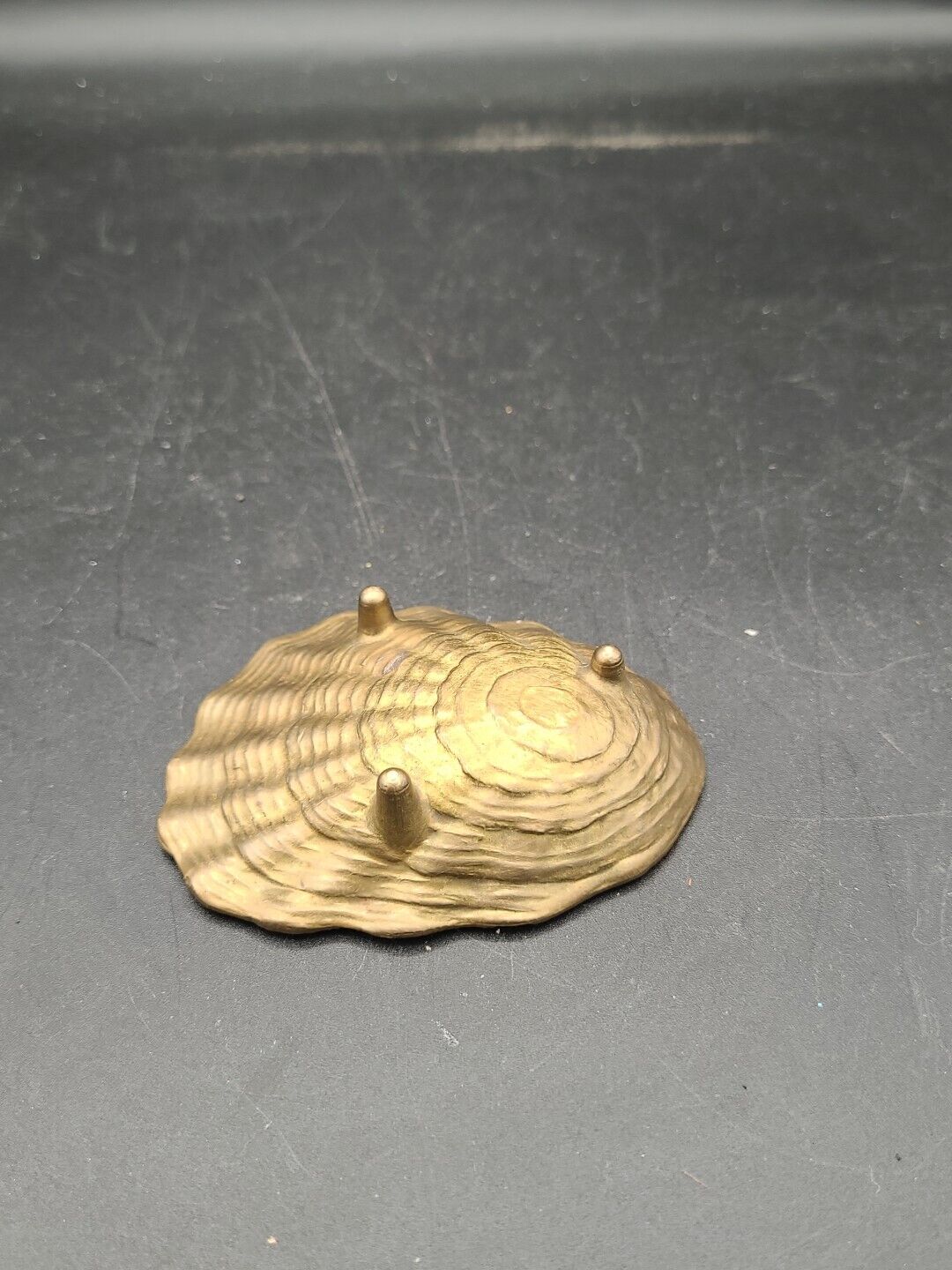 Vintage brass footed shell trinket dish made in England