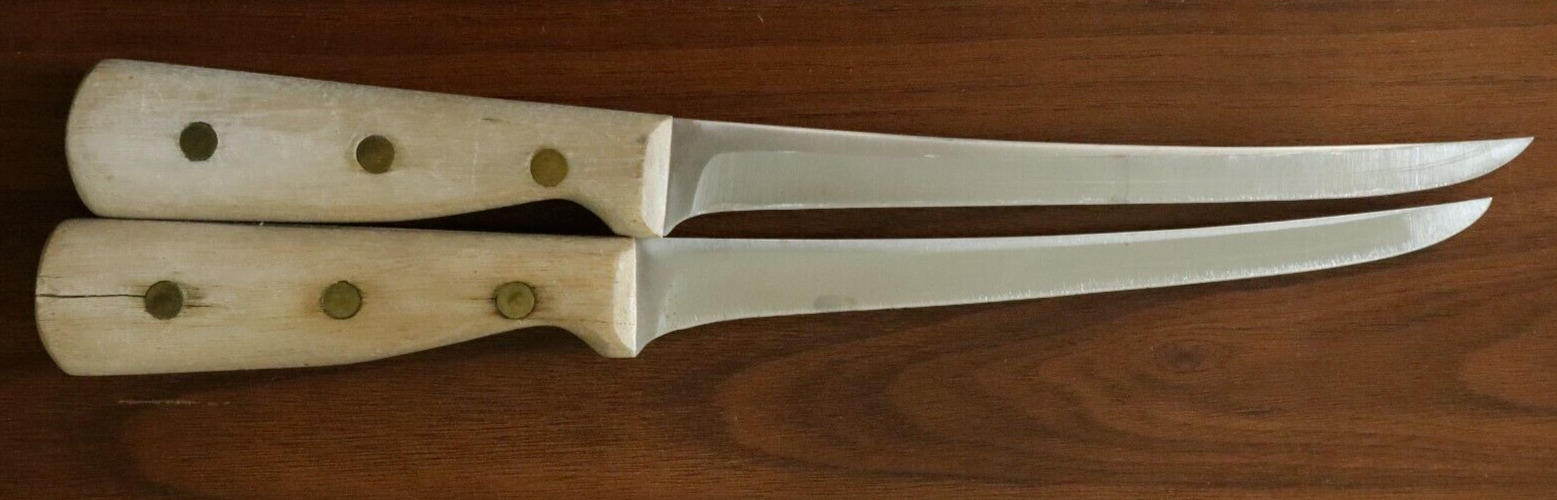 🚨VTG PAIR (2) CHICAGO CUTLERY 78S Wooden Handle  7 1/2\