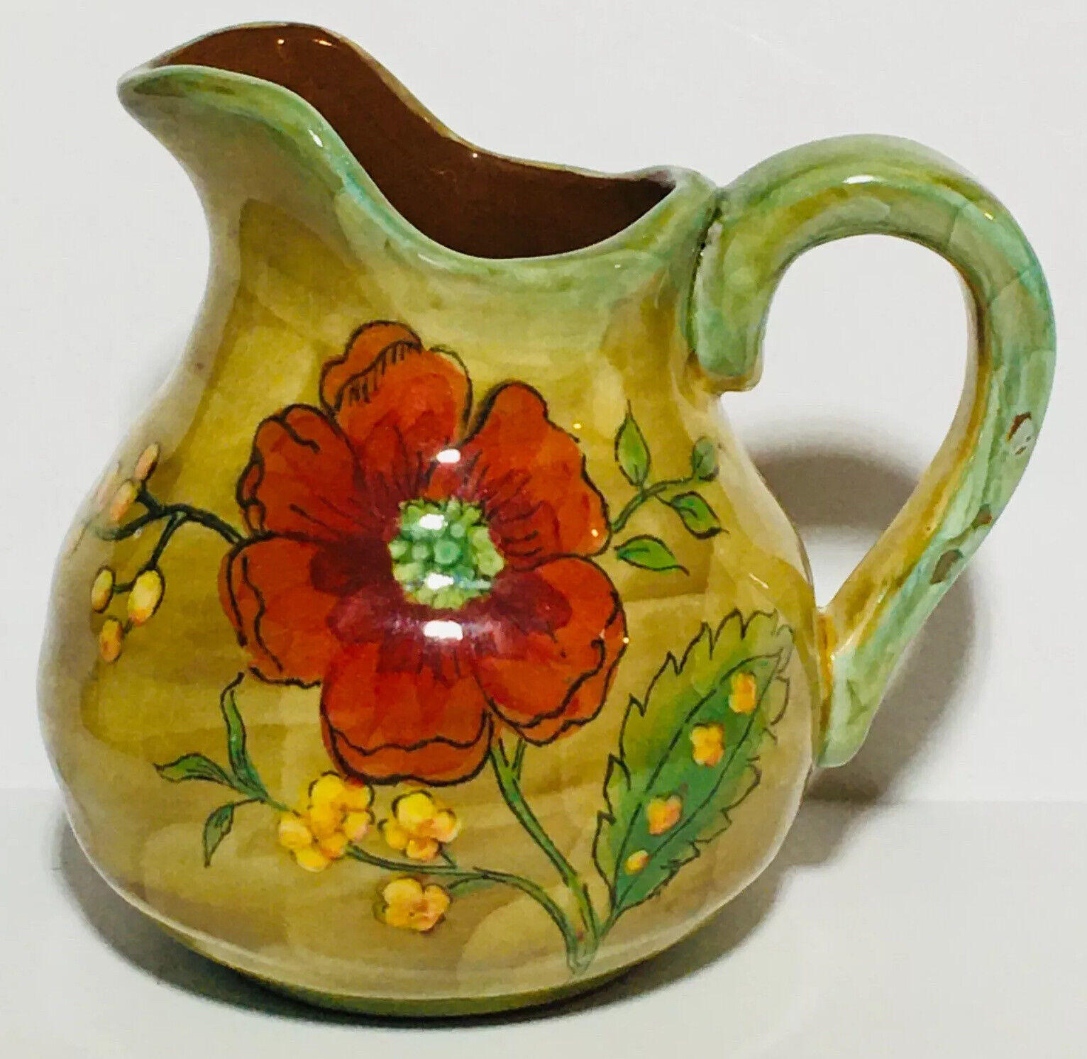Vintage Poppy Harvest Pitcher 5” Tall really cute piece. A cute beautiful piece.
