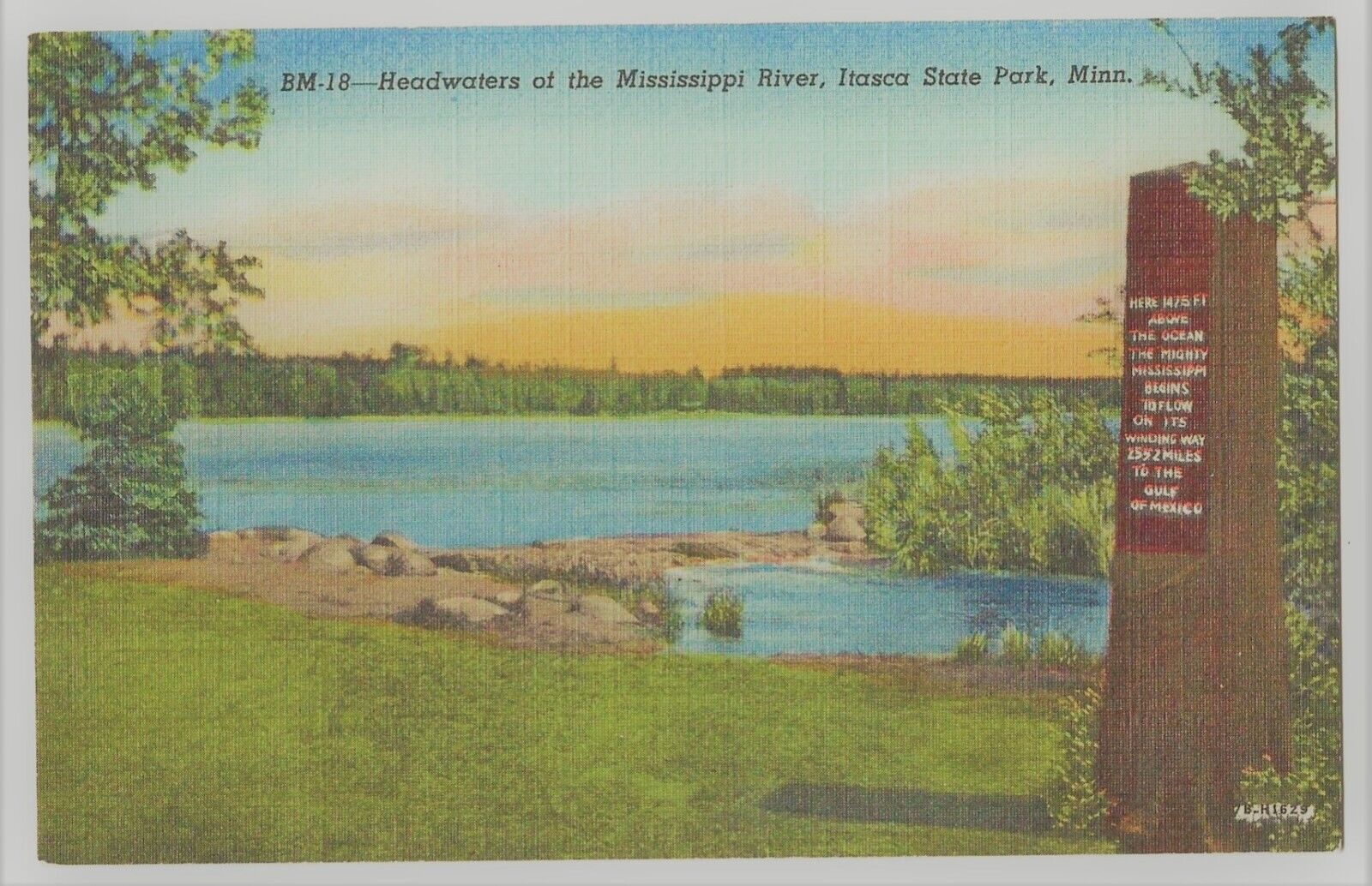 Postcard MN Itasca Minnesota Headwaters of Mississippi River Itasca State Park