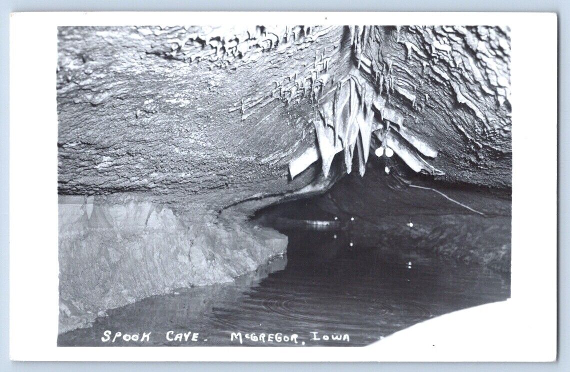 RPPC MCGREGOR IOWA IA Spook Cave Under Ground Water Creepy View Postcard