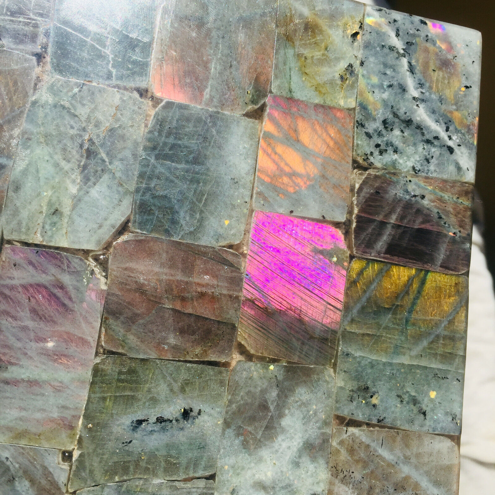 3.4lb Flsh Multicolor Labradorite Crystal Rock Resin Splicing Display Specimen