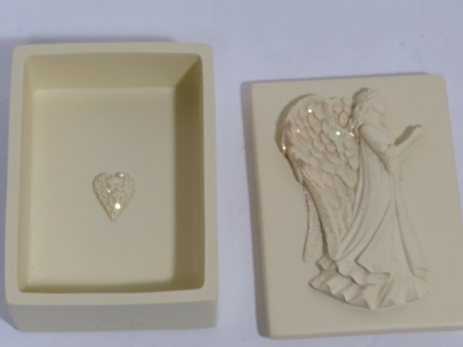 Trinket Keepsake Ring Box Lid Angel Christian \'Lord will Bless his People Peace