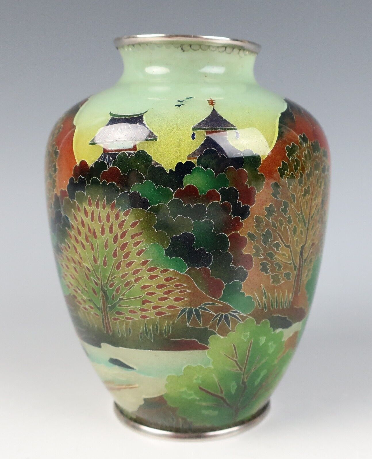 Fine Rare Japanese Plique a Jour Enamel Vase Cloisonne Japan Ando Shōtai Shippō